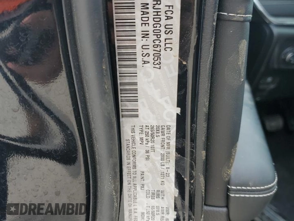 2023 Jeep Grand Cherokee Overland with VIN 1C4RJHDG0PC670537, listed as a Copart auction lot 56757285 with 24,735 mi miles and Salvage title. Bid and sale history available at DreamBid. Image 12.