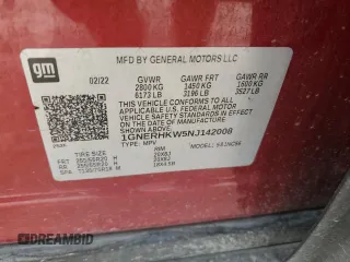2022 Chevrolet Traverse LT Leather with VIN 1GNERHKW5NJ142008, listed as a Copart auction lot 69851374 with 50,224 mi miles and Salvage Title. Bid and sale history available at carsss.com. Image 13.