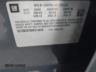 2017 Chevrolet Malibu LS with VIN 1G1ZB5ST8HF214970, listed as a IAAI auction lot 42043683 with 126,686 mi miles and . Bid and sale history available at DreamBid. Image 9.
