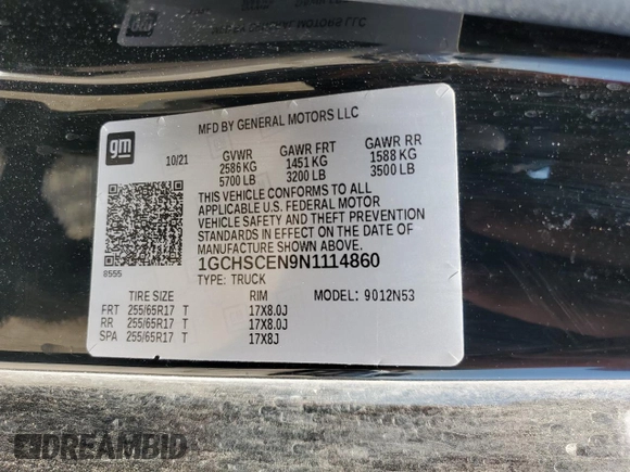 2022 Chevrolet Colorado 2WD LT with VIN 1GCHSCEN9N1114860, listed as a Copart auction lot 65295715 with 47,589 mi miles and Salvage title. Bid and sale history available at DreamBid. Image 12.