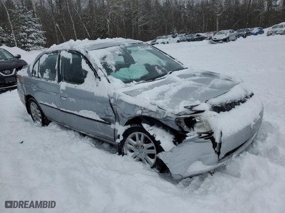 2003 Honda Civic DX with VIN 2HGES16493H929055, listed as a Copart auction lot 44963915 with 175,588 mi miles and Salvage Title. Bid and sale history available at carsss.com. Image 4.