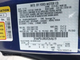 2016 Ford Fusion SE Hybrid with VIN 3FA6P0LU8GR264619, listed as a IAAI auction lot 40968963 with 45,136 mi miles. Bid and sale history available at carsss.com. Image 9.