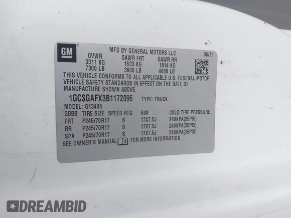 2011 Chevrolet Express Cargo with VIN 1GCSGAFX3B1172096, listed as a IAAI auction lot 42167462 with 228,858 mi miles and . Bid and sale history available at DreamBid. Image 9.
