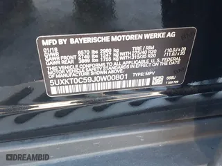 2018 BMW X5 xDrive40e iPerformance with VIN 5UXKT0C59J0W00801, listed as a IAAI auction lot 41081133 with 63,265 mi miles. Bid and sale history available at carsss.com. Image 9.