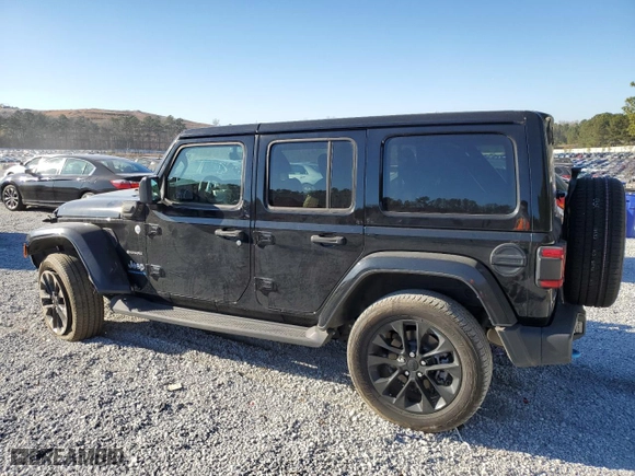 2023 Jeep Wrangler 4xe Sahara with VIN 1C4JJXP65PW585394, listed as a Copart auction lot 85741584 with 27,125 mi miles and Salvage Title. Bid and sale history available at carsss.com. Image 2.
