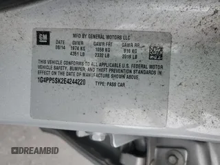 2014 Buick Verano z VIN 1G4PP5SK2E4244220, wystawiony jako Copart lot #60711955 z przebiegiem 90 229 mil mil oraz Szkoda całkowita • Salvage title. Historia ofert i sprzedaży dostępna na DreamBid. Obrazek 12.