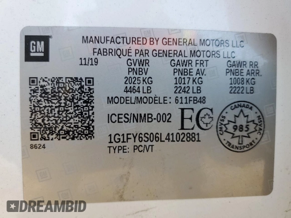 2020 Chevrolet Bolt EV LT z VIN 1G1FY6S06L4102881, wystawiony jako Copart lot #54345615 z przebiegiem 106 012 mil mil oraz Szkoda całkowita • Salvage title. Historia ofert i sprzedaży dostępna na DreamBid. Obrazek 12.