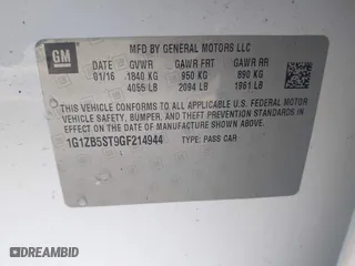 2016 Chevrolet Malibu LS with VIN 1G1ZB5ST9GF214944, listed as a IAAI auction lot 41895773 with 129,853 mi miles. Bid and sale history available at carsss.com. Image 9.