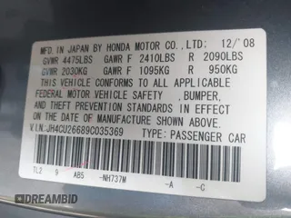 2009 Acura TSX with VIN JH4CU26689C035369, listed as a IAAI auction lot 39746793 with 194,320 mi miles and . Bid and sale history available at DreamBid. Image 9.