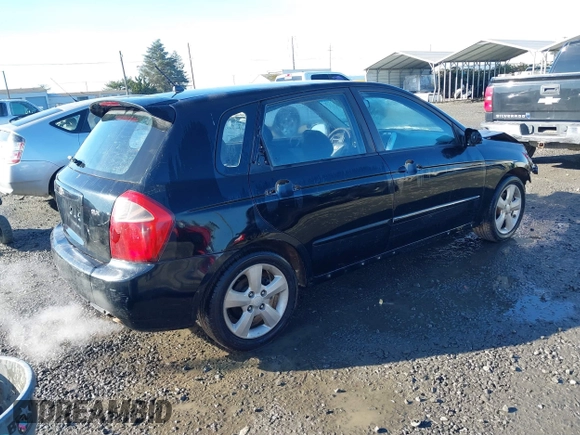 2008 Kia Spectra with VIN KNAFE162485017888, listed as a IAAI auction lot 41334351 with 195,280 mi miles. Bid and sale history available at carsss.com. Image 4.