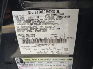 2008 Ford Taurus X Limited with VIN 1FMDK03WX8GA10917, listed as a IAAI auction lot 41894780 with 273,854 mi miles and . Bid and sale history available at DreamBid. Image 9.