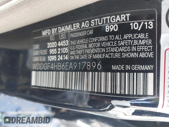 2014 Mercedes-Benz C 250 Sport with VIN WDDGF4HB6EA917896, listed as a IAAI auction lot 42368736 with 54,678 mi miles and . Bid and sale history available at DreamBid. Image 9.