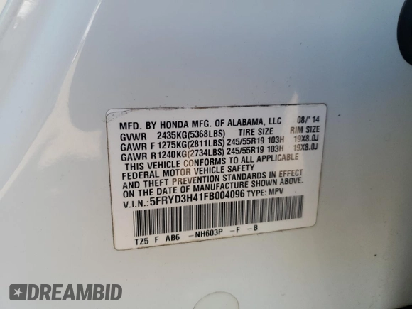 2015 Acura MDX Technology with VIN 5FRYD3H41FB004096, listed as a Copart auction lot 42956645 with 149,115 mi miles and Salvage Title. Bid and sale history available at DreamBid. Image 13.