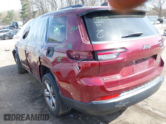 2021 Jeep Grand Cherokee Limited with VIN 1C4RJKBG8M8205423, listed as a IAAI auction lot 41771372 with 63,548 mi miles and . Bid and sale history available at DreamBid. Image 3.