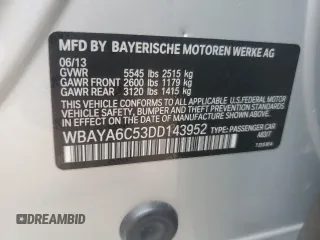 2013 BMW 7 Series 740i with VIN WBAYA6C53DD143952, listed as a Copart auction lot 76064454 with 119,896 mi miles and Clean Title. Bid and sale history available at carsss.com. Image 12.