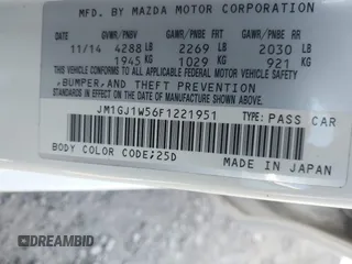 2015 Mazda 6 i Grand Touring with VIN JM1GJ1W56F1221951, listed as a IAAI auction lot 41661522 with 183,288 mi miles and . Bid and sale history available at carsss.com. Image 9.