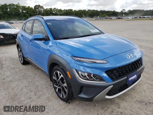 2022 Hyundai Kona Limited with VIN KM8K53A38NU794410, listed as a Copart auction lot 52525342 with 18,825 mi miles and Salvage Title. Bid and sale history available at carsss.com. Image 1.