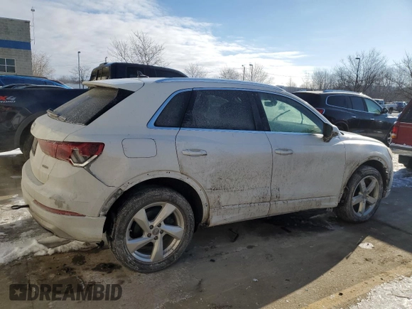 2020 Audi Q3 Premium with VIN WA1AECF38L1024869, listed as a Copart auction lot 46295685 with 124,720 mi miles and Salvage Title. Bid and sale history available at carsss.com. Image 3.
