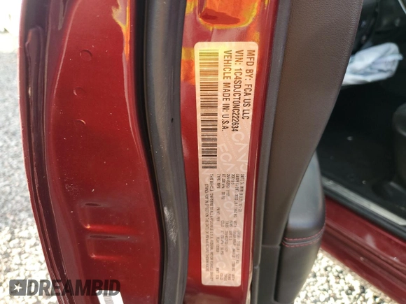 2022 Dodge Durango R/T Plus with VIN 1C4SDJCT0NC222634, listed as a Copart auction lot 85609924 with 26,692 mi miles and Salvage title. Bid and sale history available at DreamBid. Image 13.