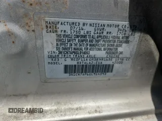 2016 Nissan Versa S Plus with VIN 3N1CN7AP6GL914093, listed as a Copart auction lot 62478035 with 91,217 mi miles and Salvage title. Bid and sale history available at DreamBid. Image 13.