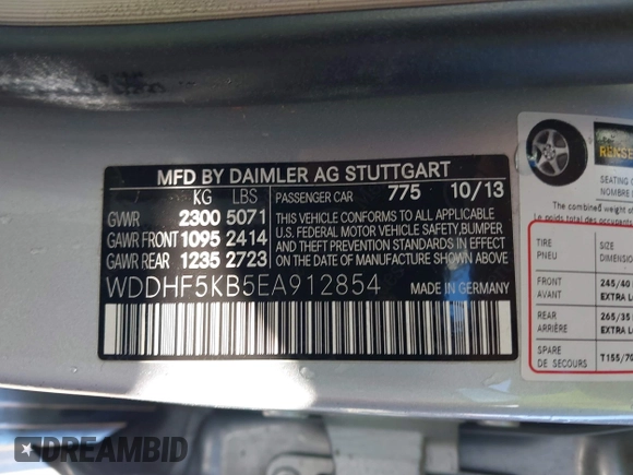 2014 Mercedes-Benz E 350 Sport с VIN WDDHF5KB5EA912854, выставлен на аукционе IAAI как лот 41263897 с пробегом 23 451 миль миль и . История ставок и продаж доступна на DreamBid. Изображение 9.