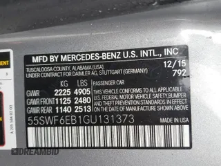 2016 Mercedes-Benz C 450 AMG with VIN 55SWF6EB1GU131373, listed as a Copart auction lot 45227155 with 100,091 mi miles and Salvage Title. Bid and sale history available at carsss.com. Image 12.