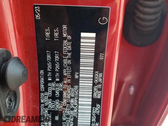 2023 Toyota 4Runner SR5 with VIN JTEMU5JR9P6164298, listed as a Copart auction lot 59108595 with 40,871 mi miles and Salvage title. Bid and sale history available at DreamBid. Image 13.