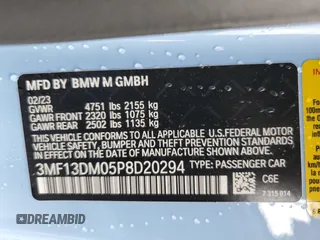 2023 BMW M2 with VIN 3MF13DM05P8D20294, listed as a Copart auction lot 70229344 with 6,324 mi miles and Salvage Title. Bid and sale history available at carsss.com. Image 13.