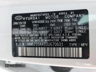 2018 Hyundai Tucson SEL Plus z VIN KM8J33A41JU670631, wystawiony jako Copart lot #59887105 z przebiegiem 133 012 mil mil oraz Szkoda całkowita • Salvage title. Historia ofert i sprzedaży dostępna na DreamBid. Obrazek 14.