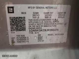 2018 Chevrolet Suburban LS with VIN 1GNSKGKC8JR396475, listed as a Copart auction lot 75859654 with NaN miles and Salvage Title. Bid and sale history available at carsss.com. Image 15.