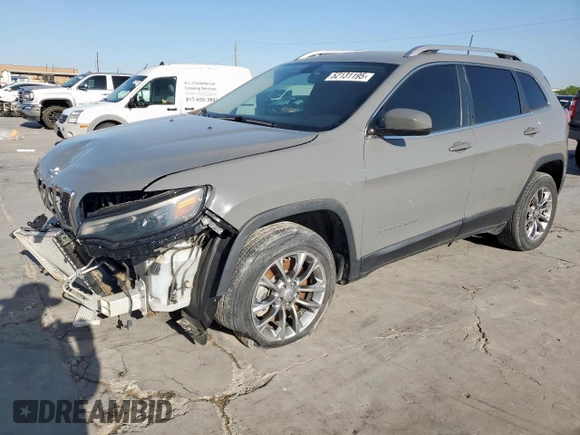 2020 Jeep Cherokee Latitude Plus with VIN 1C4PJLLB3LD577645, listed as a Copart auction lot 52131195 with 38,340 mi miles and Salvage Title. Bid and sale history available at carsss.com. Image 1.