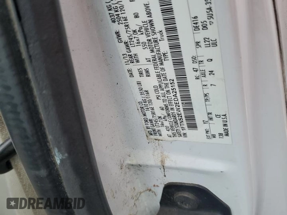 2014 Ford Econoline Cargo Commercial with VIN 1FTNS2EW2EDA25152, listed as a Copart auction lot 85581794 with 301,916 mi miles and Salvage Title. Bid and sale history available at carsss.com. Image 12.