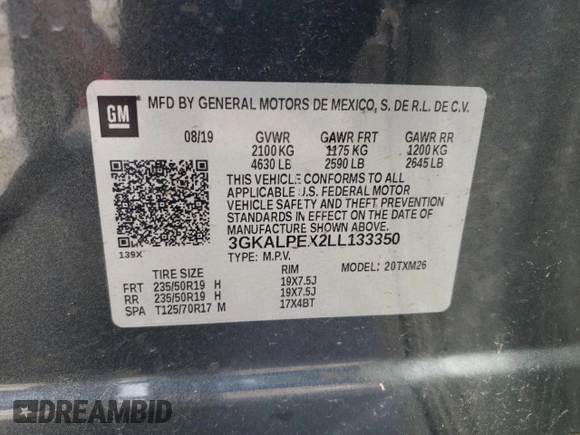 2020 GMC Terrain SLT z VIN 3GKALPEX2LL133350, wystawiony jako Copart lot #51665235 z przebiegiem 125 568 mil mil oraz Szkoda całkowita • Salvage title. Historia ofert i sprzedaży dostępna na DreamBid. Obrazek 12.