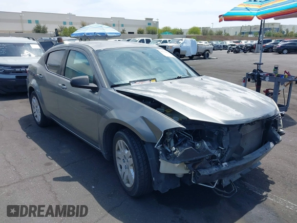 2012 Dodge Avenger SE with VIN 1C3CDZAB0CN247553, listed as a IAAI auction lot 42164424 with 103,463 mi miles and . Bid and sale history available at carsss.com. Image 1.