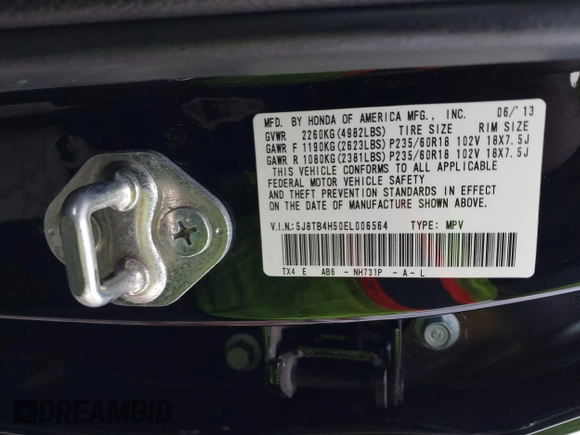 2014 Acura RDX Technology with VIN 5J8TB4H50EL006564, listed as a IAAI auction lot 40945183 with 110,665 mi miles and . Bid and sale history available at DreamBid. Image 9.