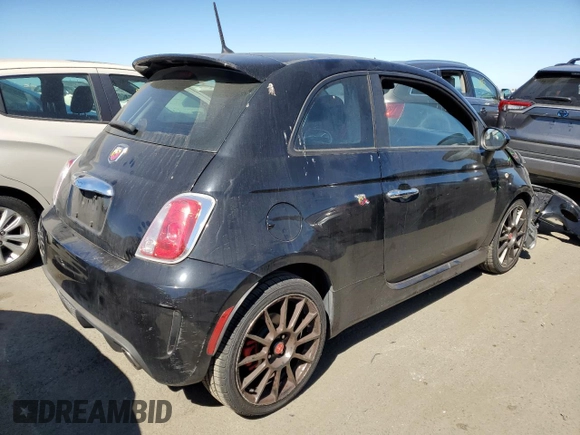 2015 FIAT 500 Abarth with VIN 3C3CFFFHXFT642995, listed as a Copart auction lot 66746604 with 48,645 mi miles and Salvage Title. Bid and sale history available at carsss.com. Image 3.
