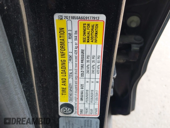 2016 Chevrolet Impala LT with VIN 2G1105SA6G9177913, listed as a IAAI auction lot 41906588 with 121,543 mi miles and . Bid and sale history available at DreamBid. Image 9.