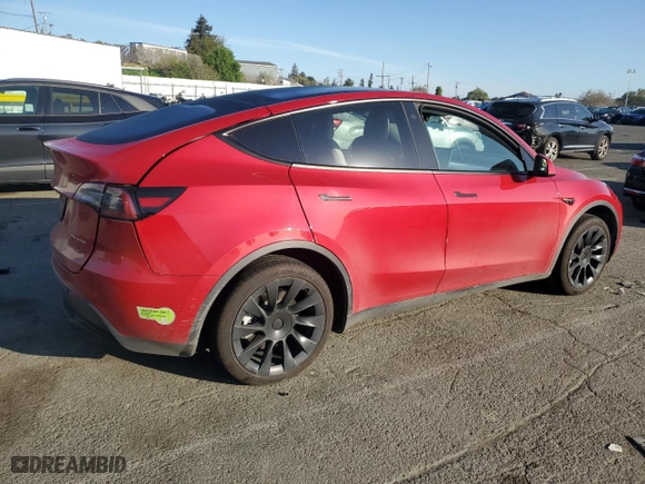 2022 Tesla Model Y Long Range with VIN 7SAYGDEEXNF562025, listed as a Copart auction lot 48539775 with 41,669 mi miles and Salvage Title. Bid and sale history available at carsss.com. Image 3.