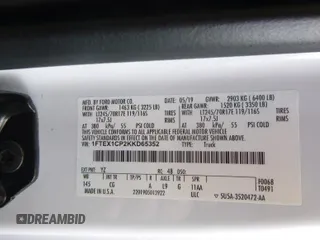 2019 Ford F-150 XL with VIN 1FTEX1CP2KKD65352, listed as a IAAI auction lot 42786007 with 110,186 mi miles and . Bid and sale history available at DreamBid. Image 10.