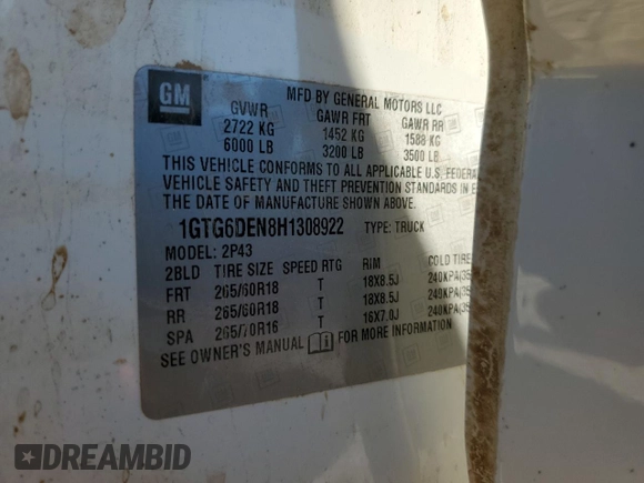2017 GMC Canyon 4WD SLT with VIN 1GTG6DEN8H1308922, listed as a Copart auction lot 72707454 with 162,308 mi miles and Salvage Title. Bid and sale history available at carsss.com. Image 14.