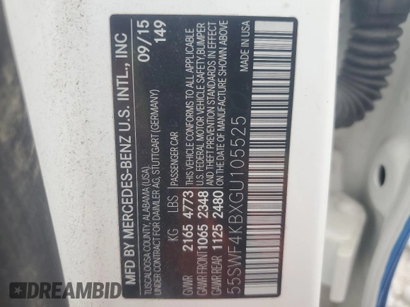 2016 Mercedes-Benz C 300 Luxury z VIN 55SWF4KBXGU105525, wystawiony jako Copart lot #62748765 z przebiegiem 108 688 mil mil oraz Szkoda całkowita • Salvage title. Historia ofert i sprzedaży dostępna na DreamBid. Obrazek 13.