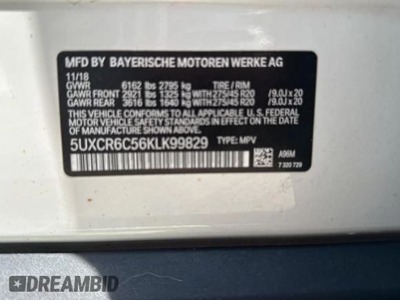 2019 BMW X5 xDrive40i z VIN 5UXCR6C56KLK99829, wystawiony jako Copart lot #58981345 z przebiegiem 165 939 mil mil oraz Czysty tytuł • Clean title. Historia ofert i sprzedaży dostępna na DreamBid. Obrazek 10.