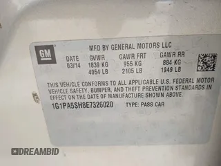 2014 Chevrolet Cruze LS with VIN 1G1PA5SH8E7326020, listed as a IAAI auction lot 42182314 with 65,000 mi miles and . Bid and sale history available at DreamBid. Image 9.