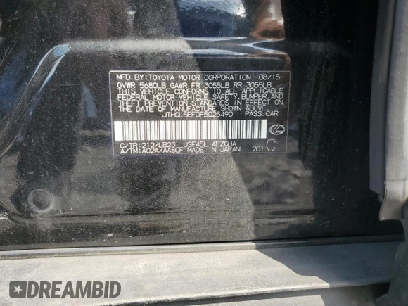 2015 Lexus LS 460 with VIN JTHCL5EF0F5025490, listed as a Copart auction lot 64000615 with 203,507 mi miles and Salvage title. Bid and sale history available at DreamBid. Image 13.