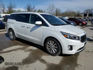 2015 Kia Sedona EX with VIN KNDMC5C14F6050738, listed as a Copart auction lot 52596095 with 142,551 mi miles and Salvage Title. Bid and sale history available at carsss.com. Image 4.