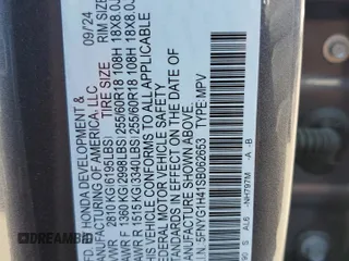 2025 Honda Pilot EX-L with VIN 5FNYG1H41SB062653, listed as a Copart auction lot 49490615 with 1,091 mi miles and Salvage Title. Bid and sale history available at carsss.com. Image 13.