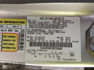 2013 Ford Fusion SE with VIN 3FA6P0HRXDR226860, listed as a IAAI auction lot 42352194 with 110,215 mi miles and . Bid and sale history available at DreamBid. Image 9.