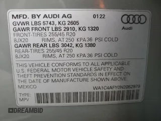 2022 Audi SQ5 Prestige with VIN WA1C4AFY0N2052979, listed as a Copart auction lot 48447473 with 10,764 mi miles. Bid and sale history available at carsss.com. Image 13.
