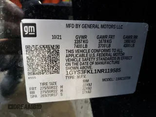 2022 Cadillac Escalade Sport z VIN 1GYS3FKL1NR119585, wystawiony jako Copart lot #85219804 z przebiegiem 36 197 mil mil oraz Szkoda całkowita • Salvage title. Historia ofert i sprzedaży dostępna na DreamBid. Obrazek 14.