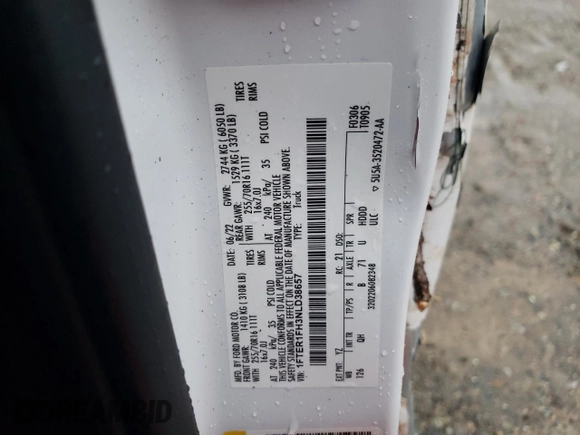 2022 Ford Ranger XL z VIN 1FTER1FH3NLD38657, wystawiony jako Copart lot #85080604 z przebiegiem 90 557 mil mil oraz Szkoda całkowita • Salvage title. Historia ofert i sprzedaży dostępna na DreamBid. Obrazek 13.